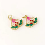 10 PCS Metal Alloy Plated Enamel Peach Pendant Charms DIY Jewelry