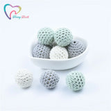 10 PCS Mint Knitting Cotton Crochet Wooden Loose Beads Balls 16-20 MM