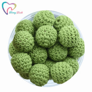 10 PCS Mint Knitting Cotton Crochet Wooden Loose Beads Balls 16-20 MM