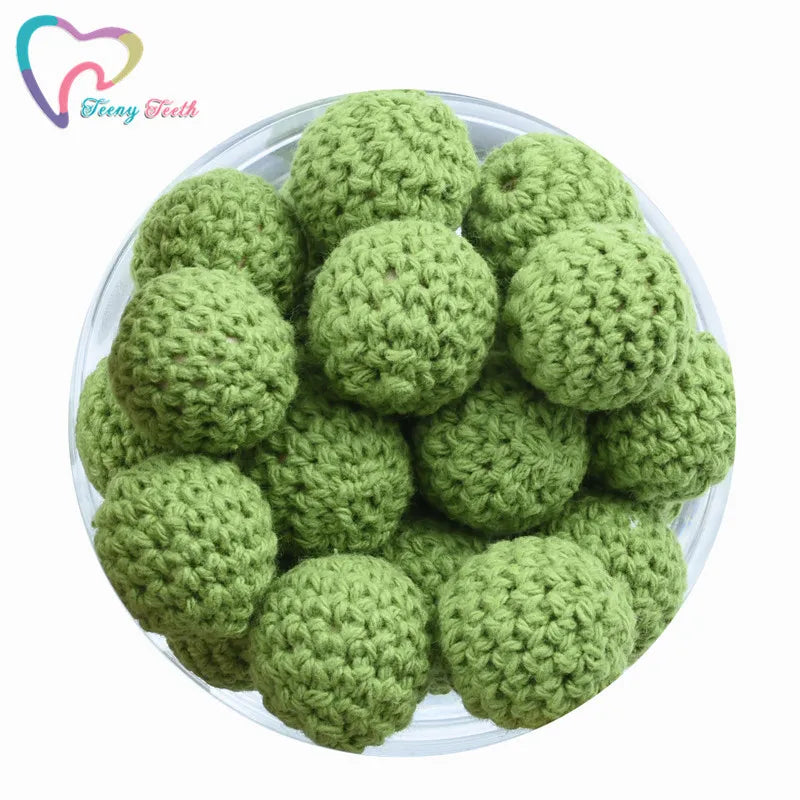 10 PCS Mint Knitting Cotton Crochet Wooden Loose Beads Balls 16-20 MM