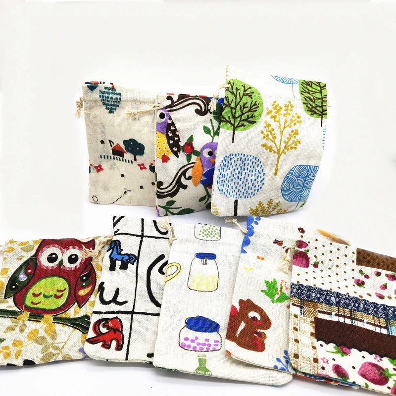 10 PCS Cotton Linen Pouch Drawstring Bag Wedding Gift Packaging