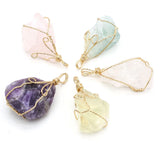 10 PCS Natural Gem Reiki Healing Crystal Rough Raw Stone Pendant