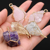 10 PCS Natural Gem Reiki Healing Crystal Rough Raw Stone Pendant