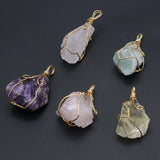 10 PCS Natural Gem Reiki Healing Crystal Rough Raw Stone Pendant