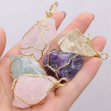 10 PCS Natural Gem Reiki Healing Crystal Rough Raw Stone Pendant