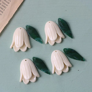 10 PCS Resin Tulip Flower Charms Pendant for DIY Jewelry Making