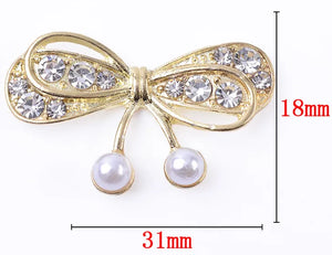 10PCS Retro Crystal Pearl Bowknot Flower Jewelry DIY Access.