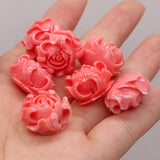 10 PCS Synthetic Coral Through Hole Beads Elephant Buddha Shape