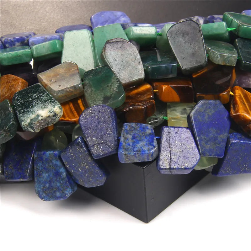 10 PCS Irregular Pentagon Stone Pendants Natural Stone Flat Piece Beads