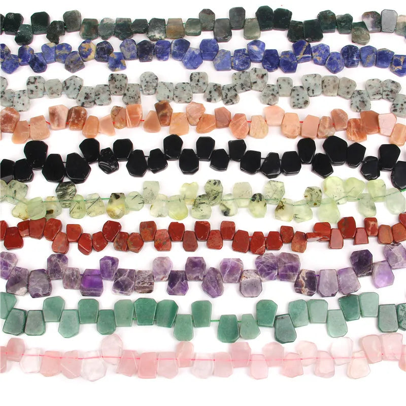 10 PCS Irregular Pentagon Stone Pendants Natural Stone Flat Piece Beads
