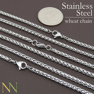 10 PCS Stainless Steel Wheat Chain Necklace, 3mm Tarnish Necklace Choker
