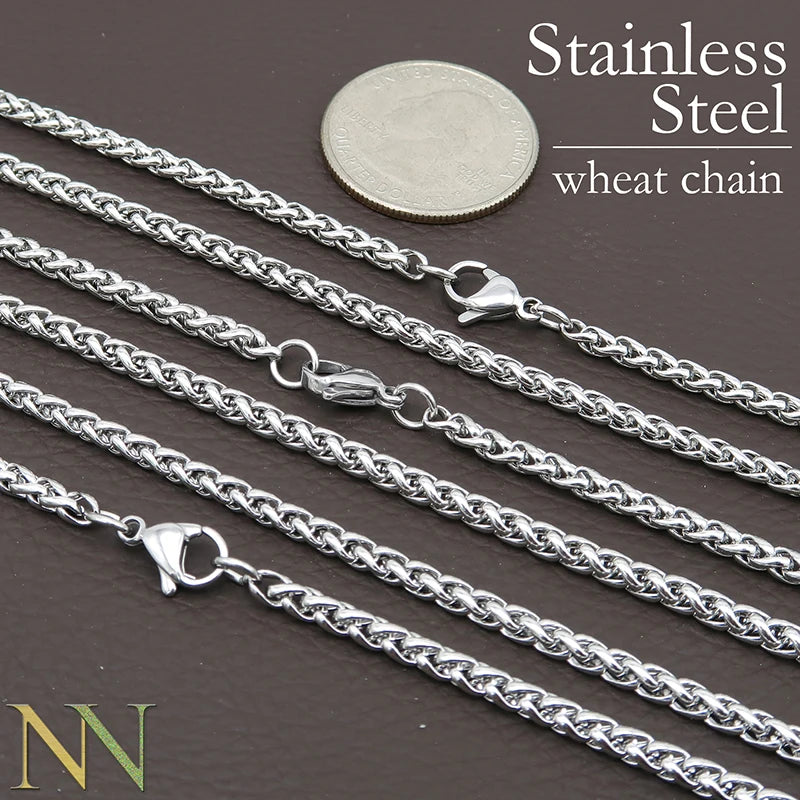 10 PCS Stainless Steel Wheat Chain Necklace, 3mm Tarnish Necklace Choker