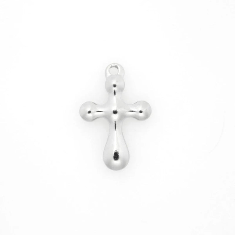 10Pcs 304 Stainless Steel Cross Charms Silver 22mm x 14mm