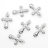10Pcs 304 Stainless Steel Cross Charms Silver 22mm x 14mm