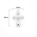 10Pcs 304 Stainless Steel Cross Charms Silver 22mm x 14mm