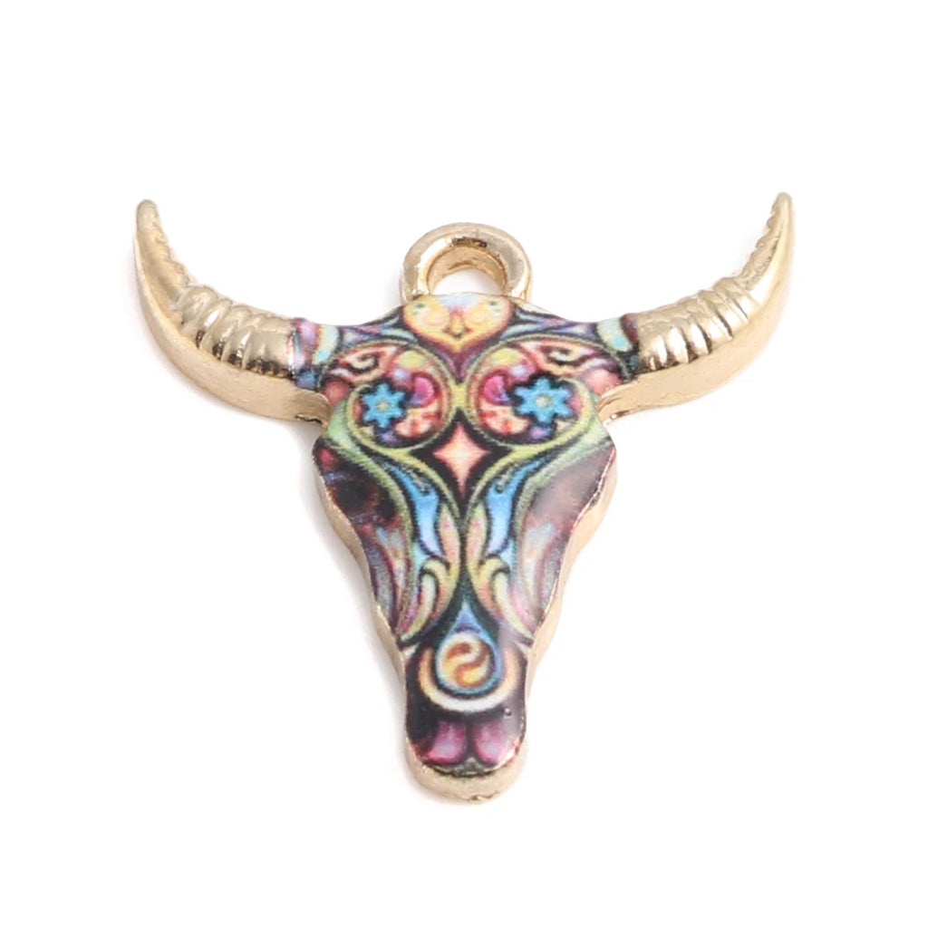 10 Cow Animal Charms Multicolor Pendant DIY Jewelry Making