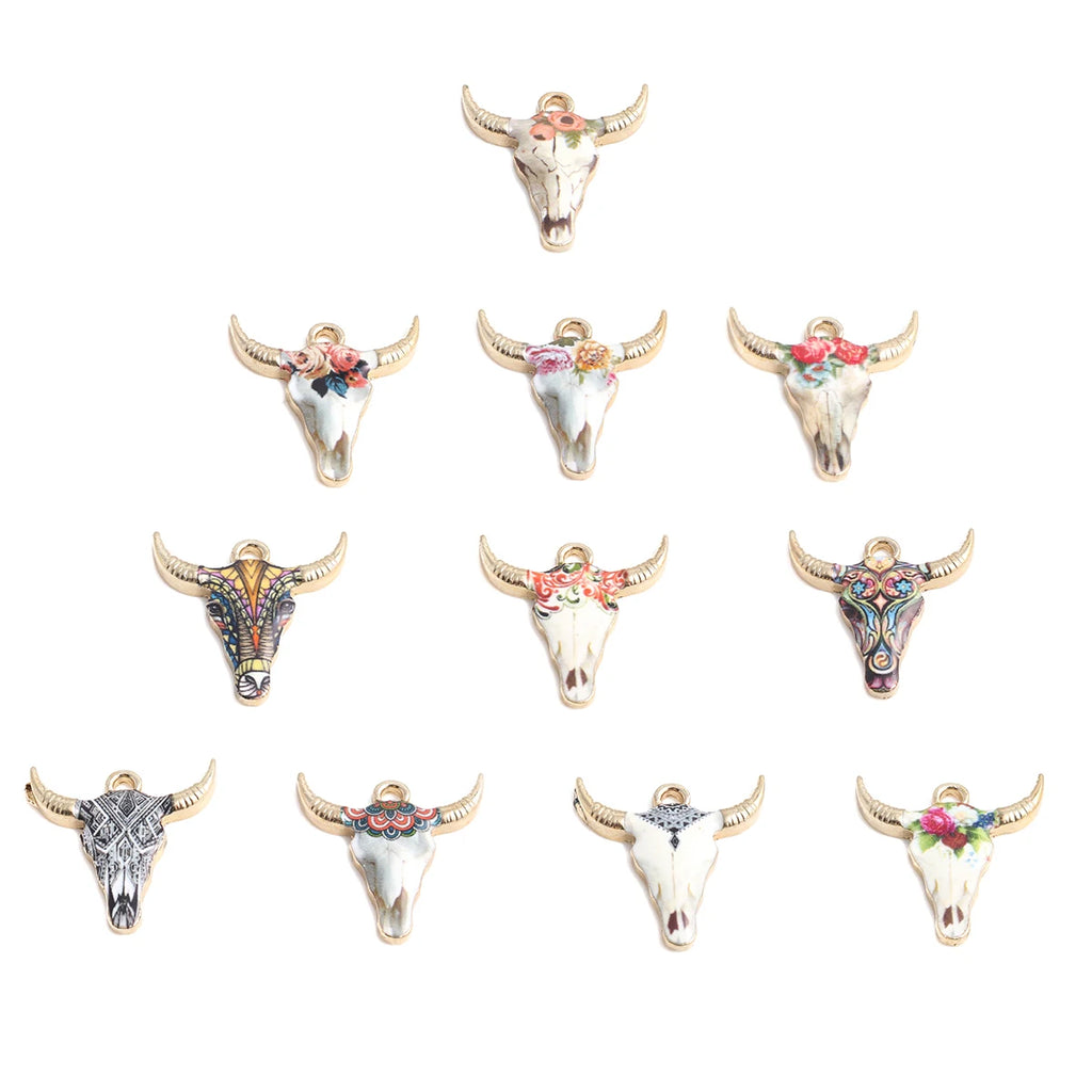 10 Cow Animal Charms Multicolor Pendant DIY Jewelry Making
