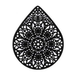 10 PCs Hollow Flowers Drop Filigree Pendants Painted Flower Charms