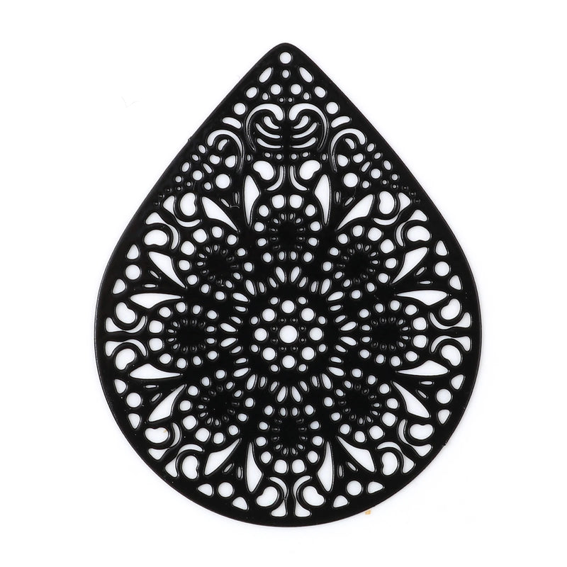 10 PCs Hollow Flowers Drop Filigree Pendants Painted Flower Charms