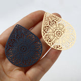 10 PCs Hollow Flowers Drop Filigree Pendants Painted Flower Charms