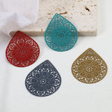 10 PCs Hollow Flowers Drop Filigree Pendants Painted Flower Charms