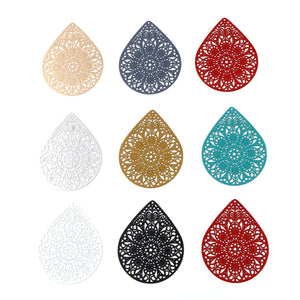 10 PCs Hollow Flowers Drop Filigree Pendants Painted Flower Charms
