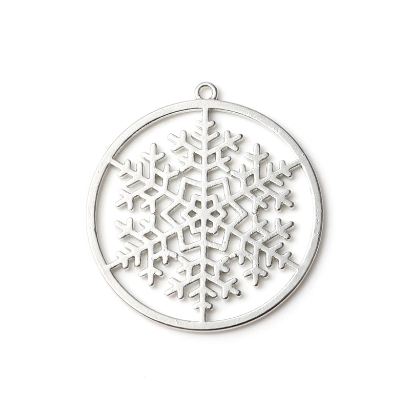 10pcs Snowflake Charms for Jewelry Making Christmas Pendants