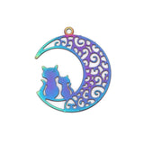 10 PCs Stainless Steel Galaxy Charms Half Moon Purple Cat Pendant