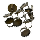10 Pack Adjustable Ring Blank Bezel Base Settings Oval Shape Bronze