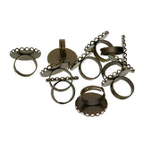 10 Pack Adjustable Ring Blank Bezel Base Settings Oval Shape Bronze