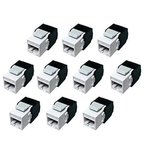 10-Pack Cat6A RJ45 - Toolless 180 Degree Ethernet Wall Coupler