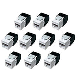 10-Pack Cat6A RJ45 - Toolless 180 Degree Ethernet Wall Coupler