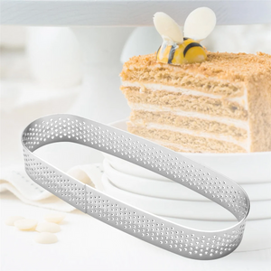 10 Pack Oval Tart Ring, Perforated Baking Ring, Stainless Steel Cake Tart Mold