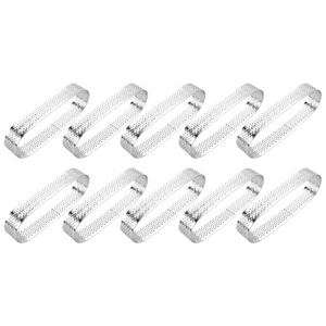 10 Pack Oval Tart Ring, Perforated Baking Ring, Stainless Steel Cake Tart Mold