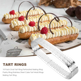 10 Pack Oval Tart Ring, Perforated Baking Ring, Stainless Steel Cake Tart Mold