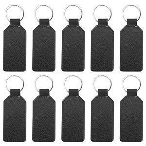 10 Pack Glitter PU Leather Keychain DIY Heat Transfer Keyring