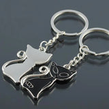 Enamel Cat Couple Key Chain Holder Bag Keyring Charm Metal Car Purse Keyfob