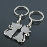 Enamel Cat Couple Key Chain Holder Bag Keyring Charm Metal Car Purse Keyfob