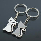 Enamel Cat Couple Key Chain Holder Bag Keyring Charm Metal Car Purse Keyfob