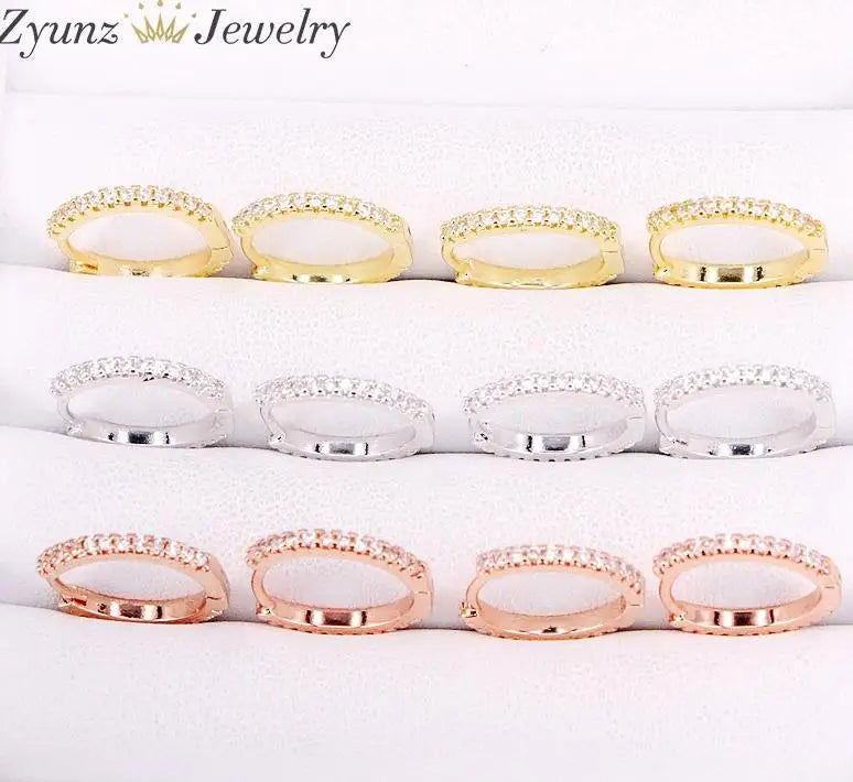 10 Pairs 14mm Clear Crystal Stone Hoop Earrings Jewelry for Women
