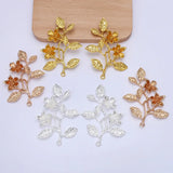 10 Pairs Metal Flower Branch Pendant Charms for Jewelry Making