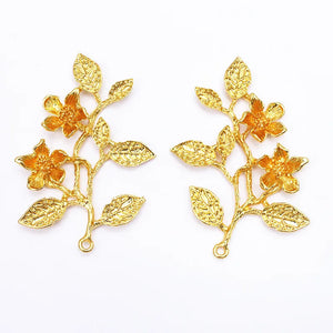 10 Pairs Metal Flower Branch Pendant Charms for Jewelry Making