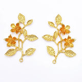 10 Pairs Metal Flower Branch Pendant Charms for Jewelry Making