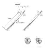 10 Pairs 925 Silver Earring Posts Setting Pearl Cup