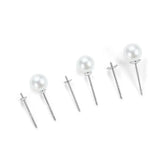 10 Pairs 925 Silver Earring Posts Setting Pearl Cup