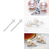 10 Pairs 925 Silver Earring Posts Setting Pearl Cup