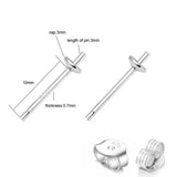 10 Pairs 925 Silver Earring Posts Setting Pearl Cup