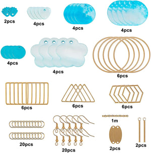 10 Pairs Shell Earring Making Kits Flat Round Heart Flower Shell Charms Pandents