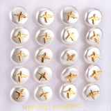 10 Pairs C Pearl Earrings For Women Stainless Steel Jewelry