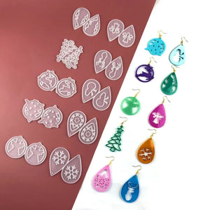 Christmas Pendant Earrings Silicone Mold for Epoxy Resin Craft